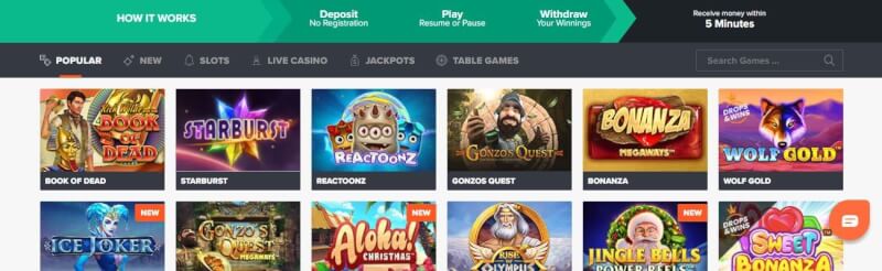 Ninja casino pay n play casino lobby provides games and extra offers to players-logo