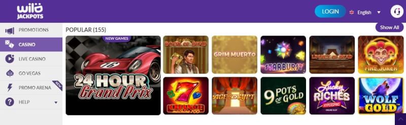wild jackpots casino homepage provides casino games and promotions for brand new players-logo