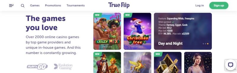 trueflip casino lobby provide various casino games, promotions and casino tournaments-logo