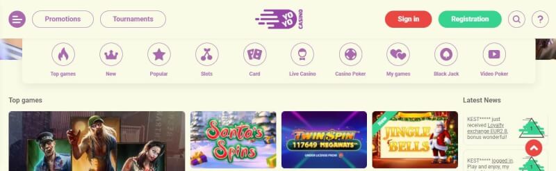 yoyo casino homepage offers casino games and promotions for brand new players-logo