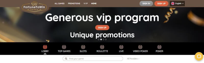fortunetowin website offers gambling games, ilk depozit bonusu və yeni oyunçular üçün təkliflər-loqosu