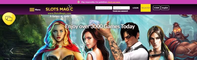 slotsmagic website offers gambling games, ilk depozit bonusu və yeni oyunçular üçün təkliflər-loqosu