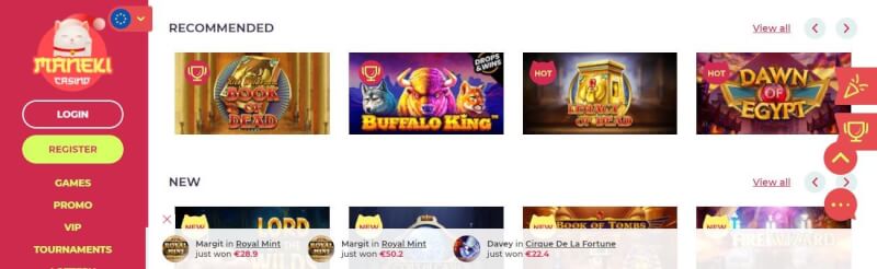 maneki casino homepage offers gambling games, çox ilk depozit əlavə və yeni oyunçular üçün təkliflər-loqosu