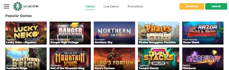 sir jackpot homepage provides gambling games, first deposit bonus and campaigns for brand new players-logo