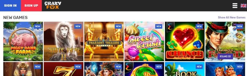 crazyfox casino homepage offers casino games, very first deposit extra and promotions for brand new players-logo
