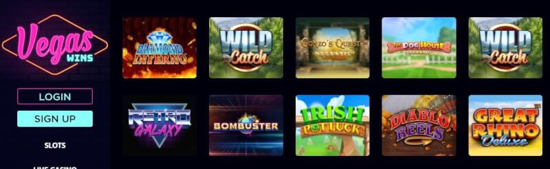 vegas wins casino website provides gambling games, ilk depozit bonusu və yeni oyunçular üçün təkliflər-loqosu
