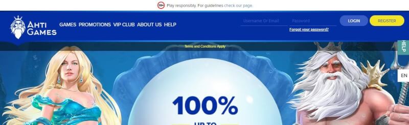 ahti games casino website provides gambling games, ilk depozit bonusu və yeni oyunçular üçün promosyonlar-loqosu