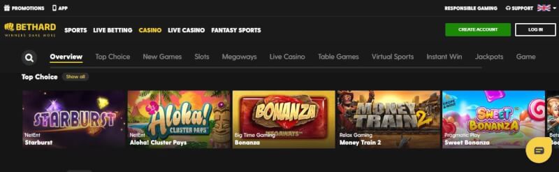 bethard website offers casino games, ilk depozit bonusu və yeni oyunçular üçün kampaniyalar-loqosu