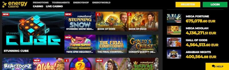 energy casino homepage provides gambling games and offers for new players-logo