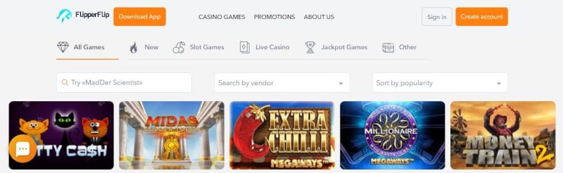 flipperflip casino website provides gambling games, ilk depozit bonusu və yeni oyunçular üçün təkliflər-loqosu