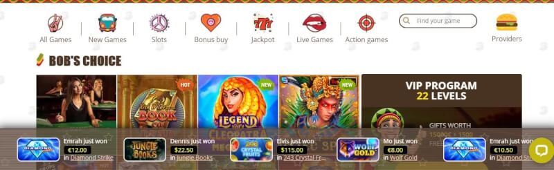 bob casino homepage offers gambling games, çox ilk depozit əlavə və yeni oyunçular üçün kampaniyalar-loqosu