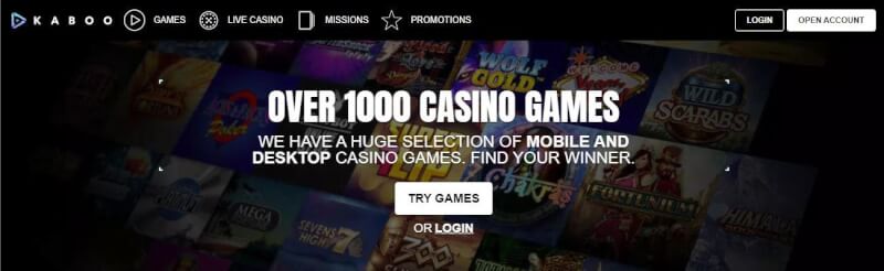 kaboo casino homepage offers gambling games, çox ilk depozit əlavə və yeni oyunçular üçün kampaniyalar-loqosu