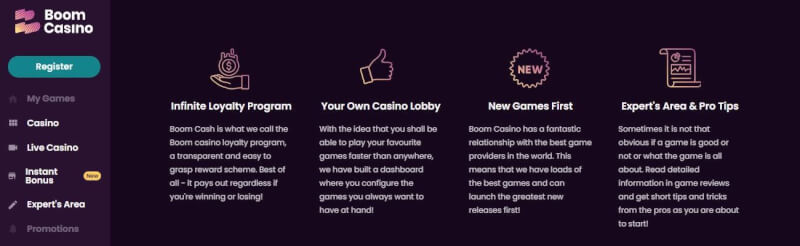 Boom Casino provides casino games and stay casino + immediate extra for new players-logo