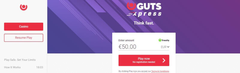 guts xpress spend n play website provides fast trustly deposits, qumar oyunları, ilk depozit əlavə və yeni oyunçular üçün təkliflər-loqosu