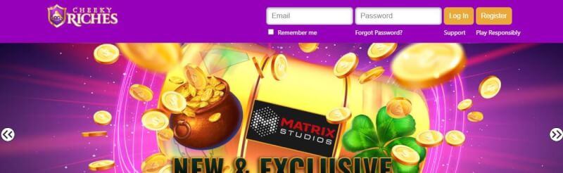 cheeky riches website offers gambling games, ilk depozit əlavə və yeni oyunçular üçün promosyonlar-loqosu
