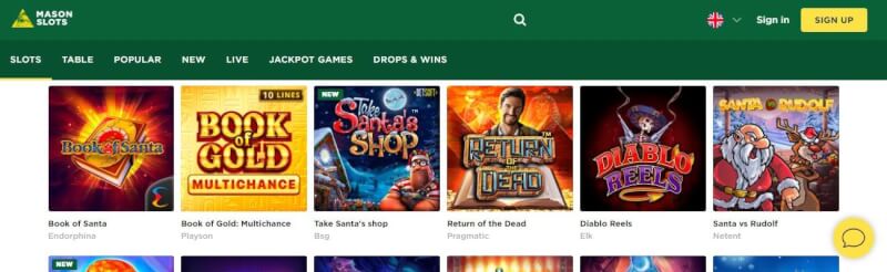 mason slots website offers casino games, ilk depozit bonusu və yeni oyunçular üçün promosyonlar-loqosu