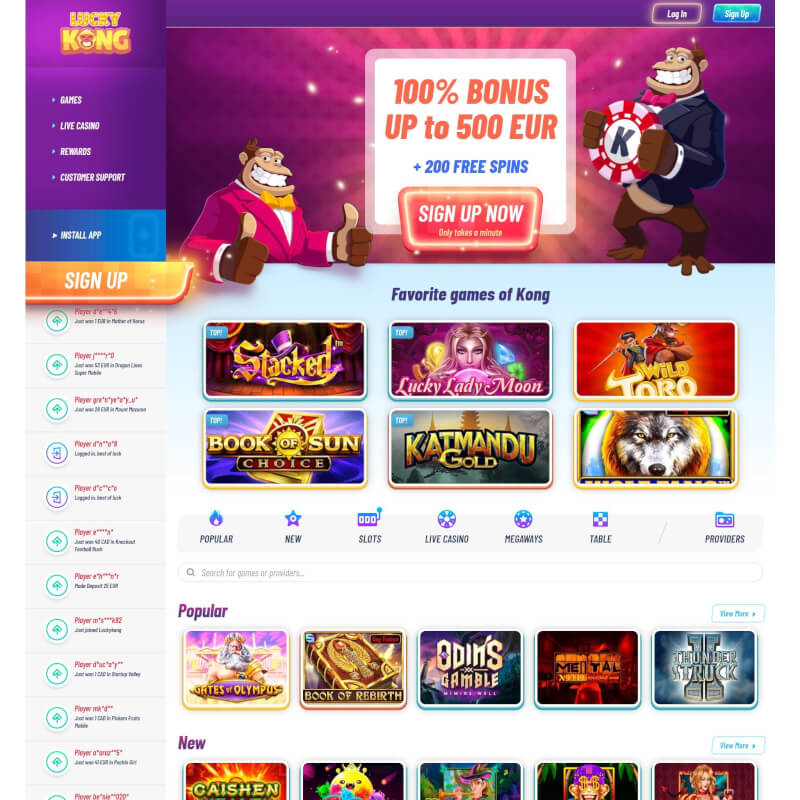 Lucky Kong Casino screenshot 1