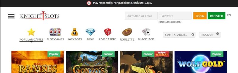 knightslots casino website provides casino games, ilk depozit bonusu və yeni oyunçular üçün kampaniyalar-loqosu