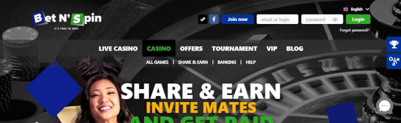betnspin homepage provides casino games, first deposit bonus and campaigns for new players-logo
