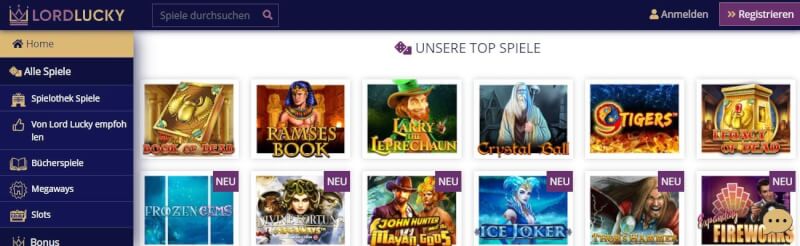 Lord Lucky homepage provides casino games, very first deposit bonus and offers for new german players-logo